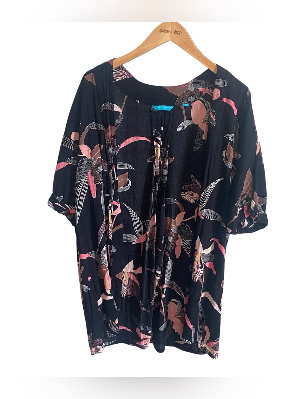Tori Richard Made in Hawaii Cotton Blend Floral Short Sleeve Kimono Top Size M